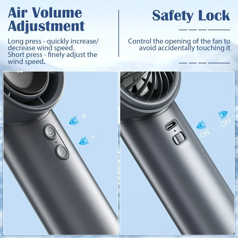 Tragbarer Hochgeschwindigkeits-Handventilator – Leise, Wiederaufladbar, 3000mAh