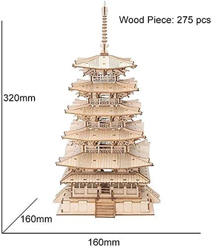 Robotime Fünfstöckige Pagode – 3D Holzpuzzle Spielzeug für Kinder, Geburtstagsgeschenk TGN02
