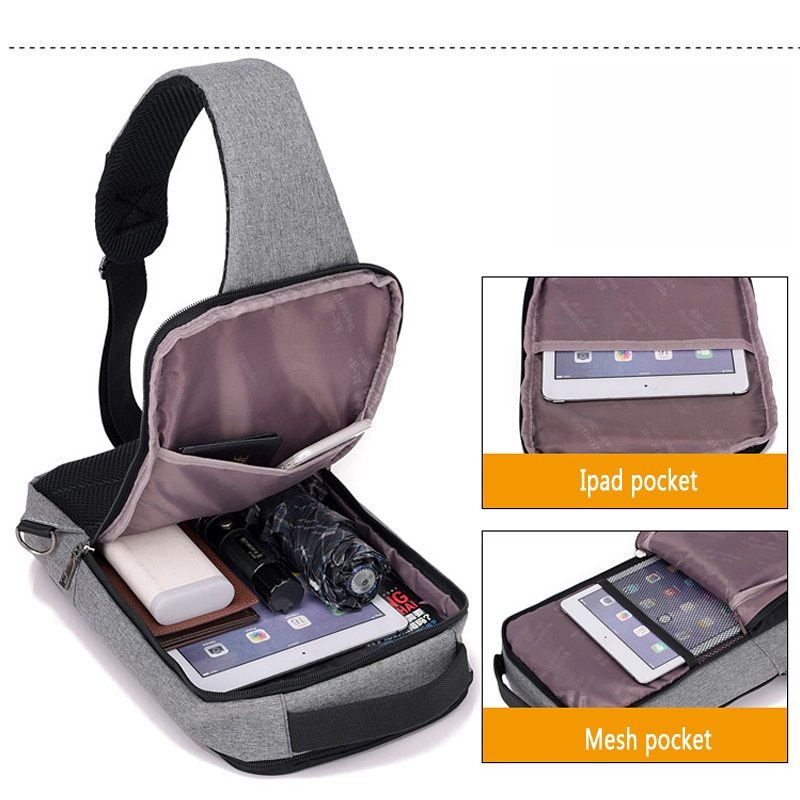 Diebstahlsichere Brusttasche mit USB-Ladeanschluss