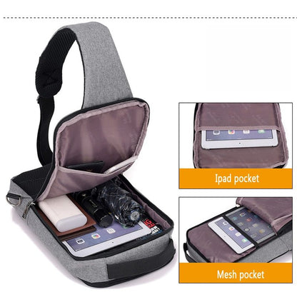 Diebstahlsichere Brusttasche mit USB-Ladeanschluss